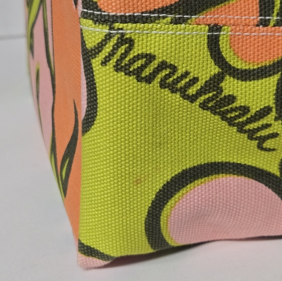 Vntg Manuheali'i (RARE) Multicolor Floral Canvas Tote Bag 10"X10"X6 1/2" Stp 20" - Picture 11 of 12